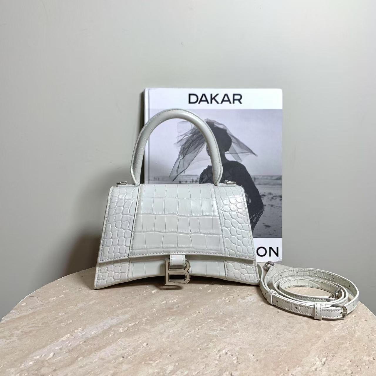 99新 Balenciaga/巴黎世家 壹臻/白银压纹沙漏 包S/ 55190299