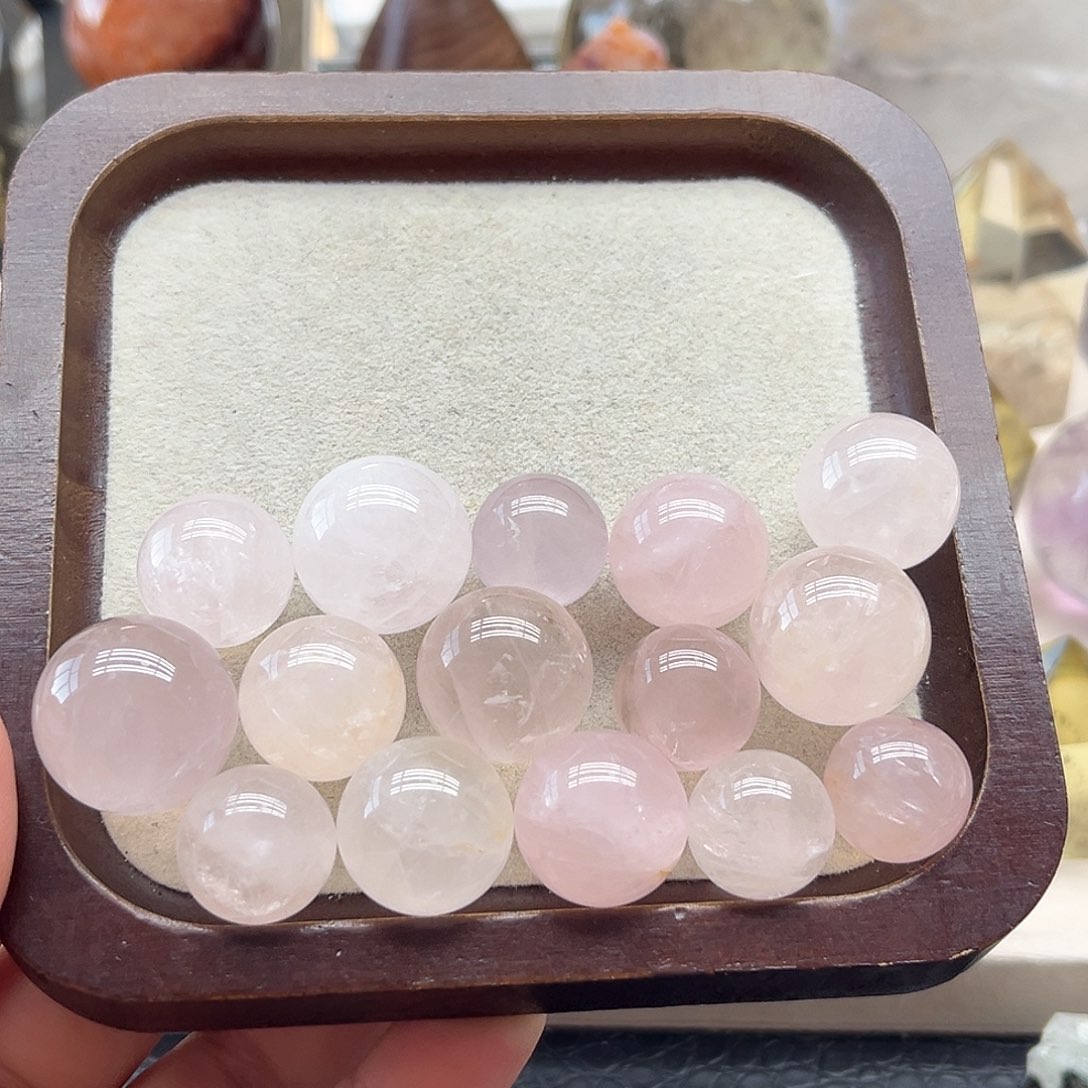 珠宝半成品未镶嵌水晶28 粉水晶球14-20mm