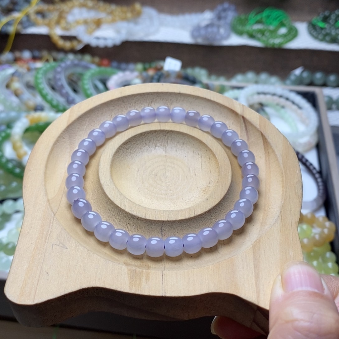 手链未镶嵌和田玉6mm高冰仙紫直切