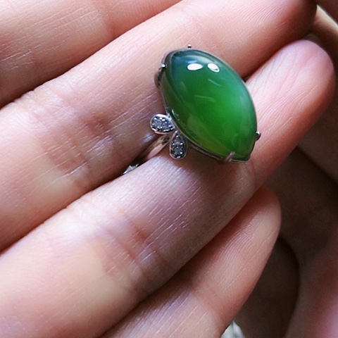 和田玉戒指银S925镶嵌