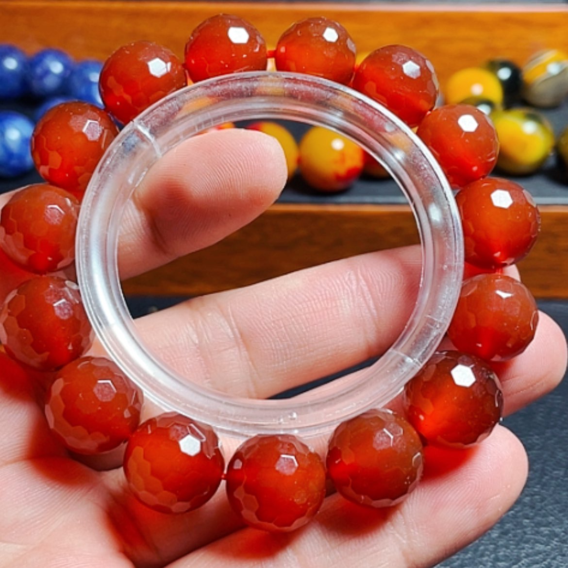 【闪购商品】玛瑙/玉髓手链未镶嵌柿子红切14