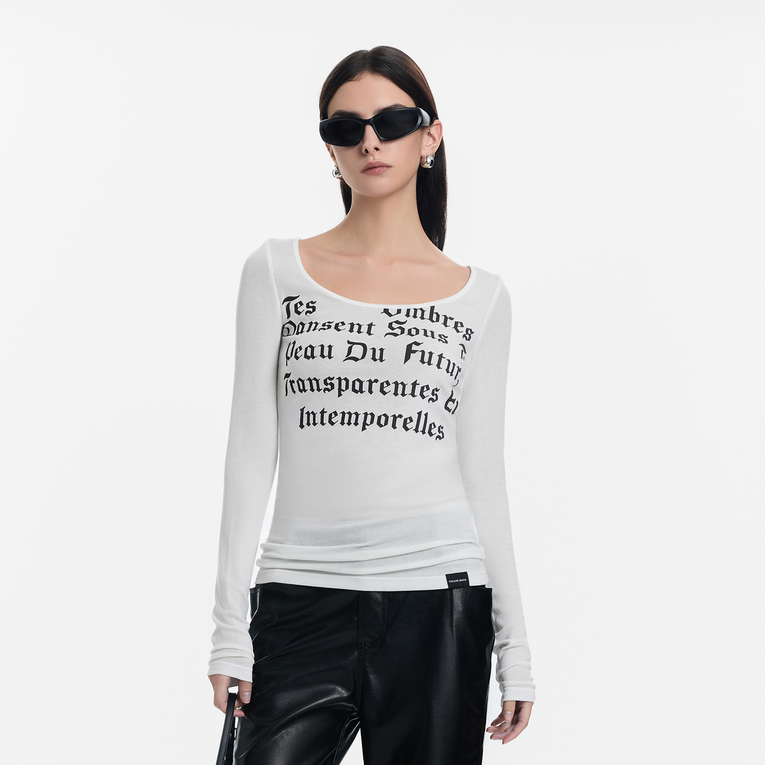 CALLED BACK早秋新款轻薄透气字母印花叠穿打底T恤上衣