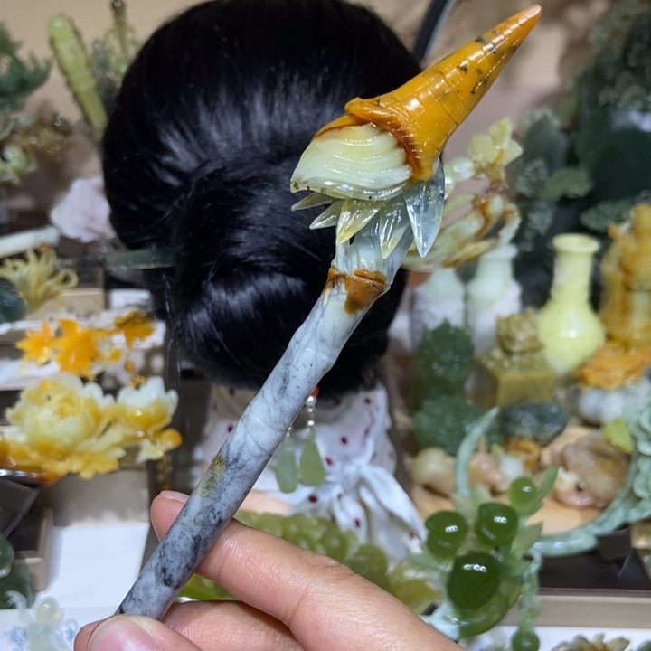 蛇纹石玉未镶嵌发饰