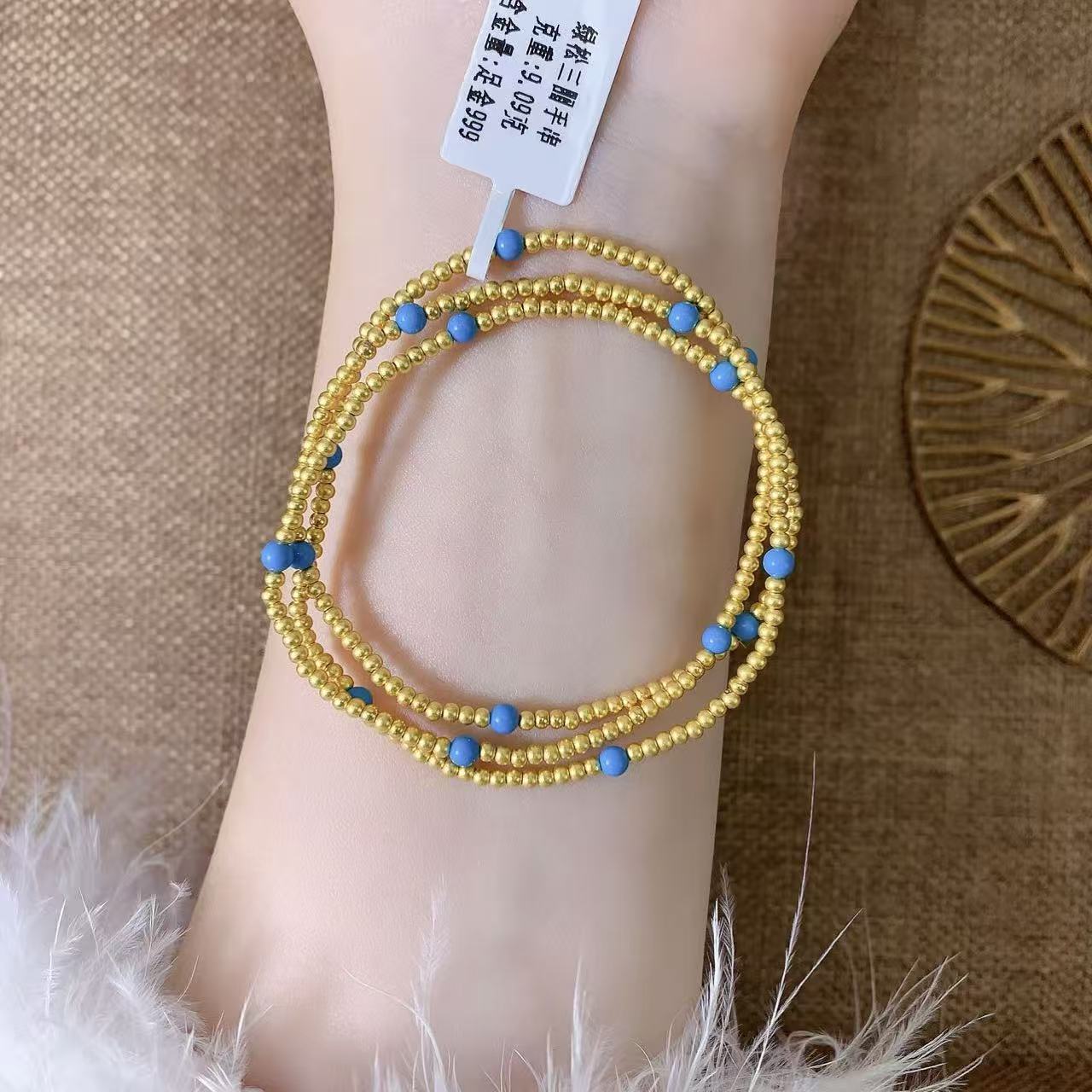 【伟新源】足金999  一款多戴 绿松三圈9.07克（附加199）