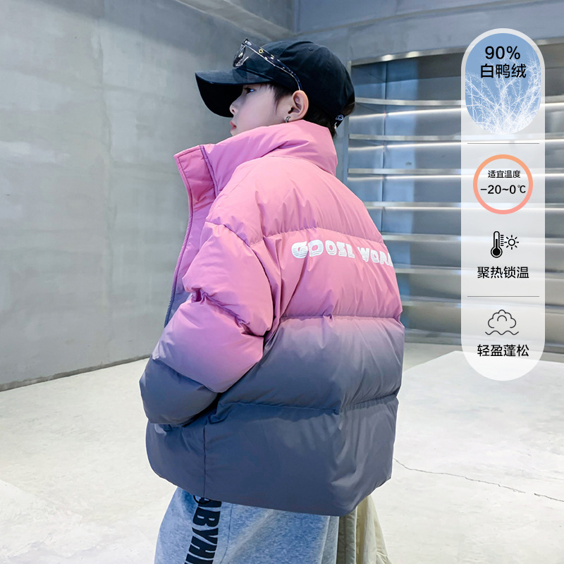 雪中飞联名EAMI男童冬装渐变色白鸭绒羽绒服2025新款儿童加厚保暖