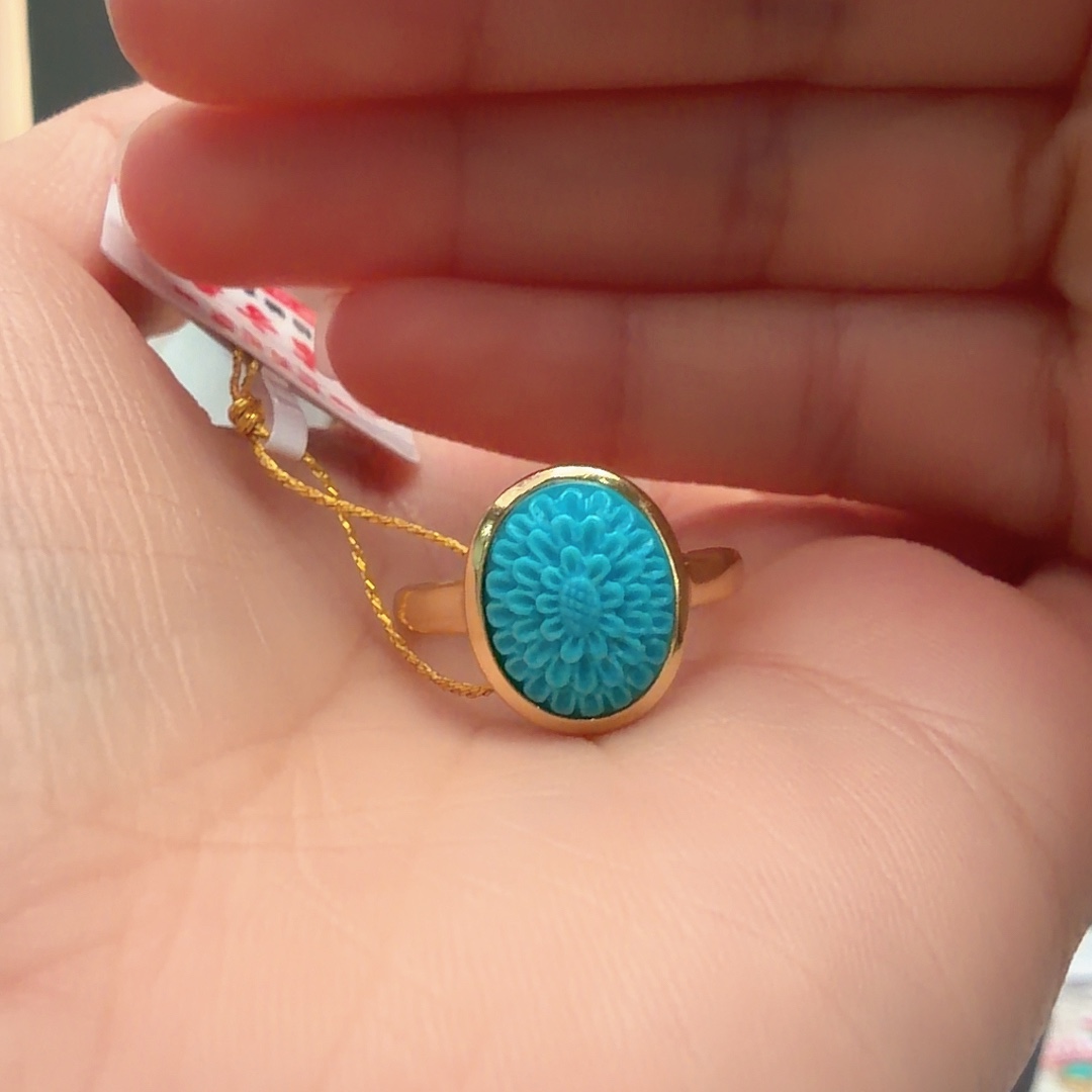 绿松石银S925镶嵌戒指