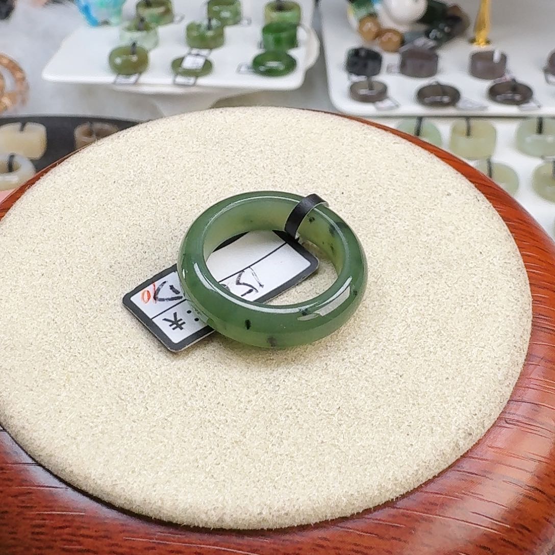 和田玉未镶嵌戒指X21碧玉圆条直径18.0