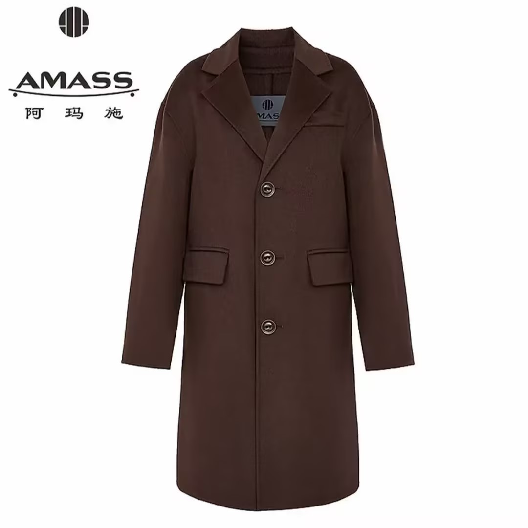 AMASS/阿玛施秋冬新款排扣双口袋中长气质显瘦双面呢外套女540058