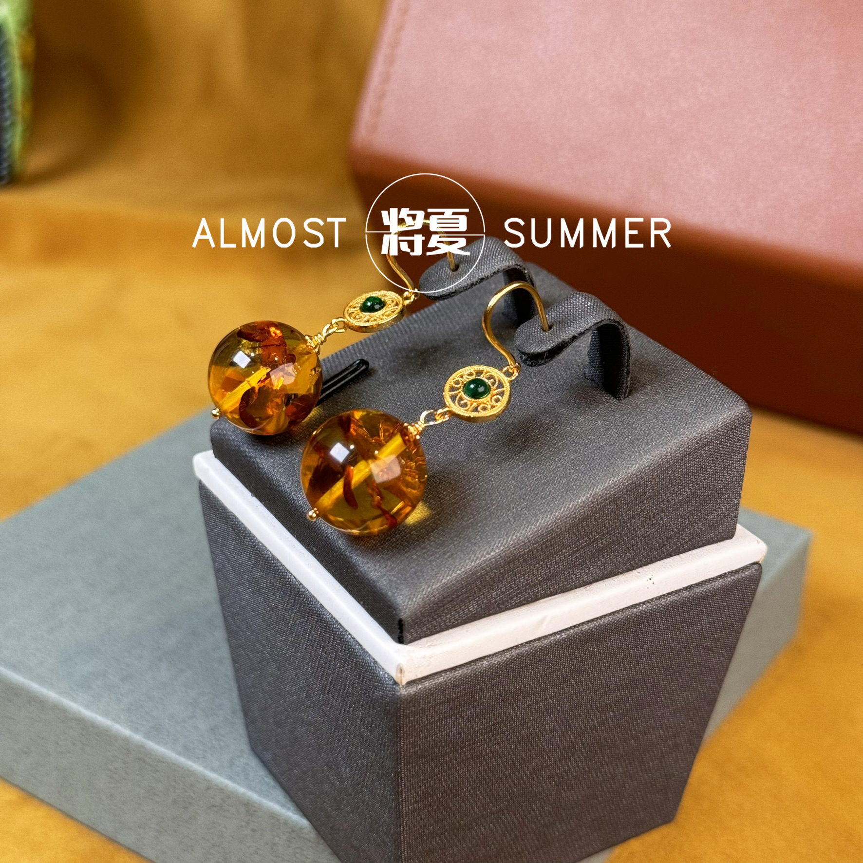 925银耳饰 【一花一世界耳钩】将夏-金花耳钩