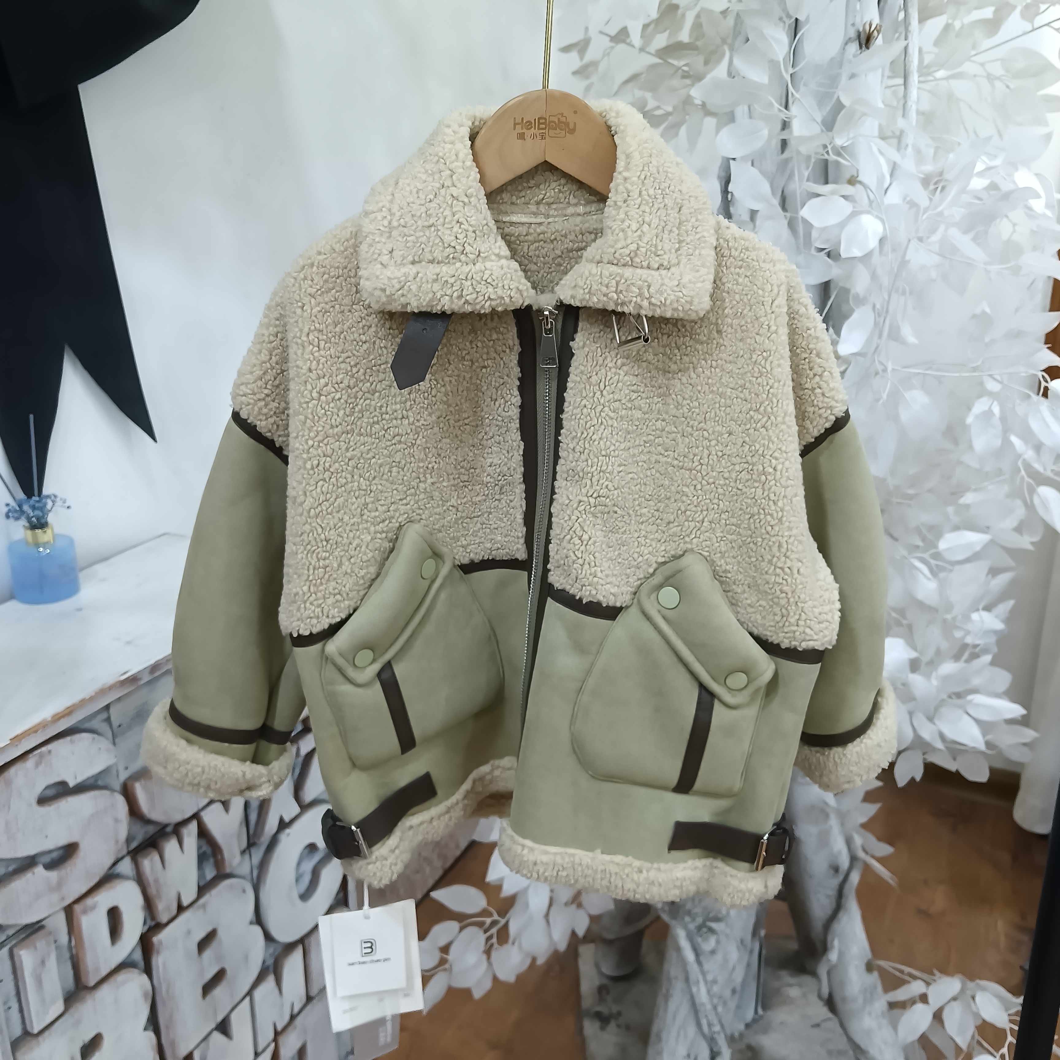 R292军绿色棉衣童装/三宝