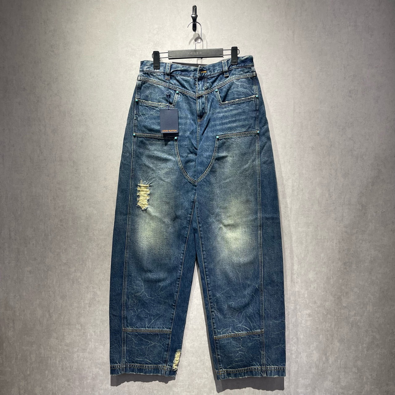 全新未使用 LouisVuitton/路易威登 绿松石破坏牛仔裤/30码/15899