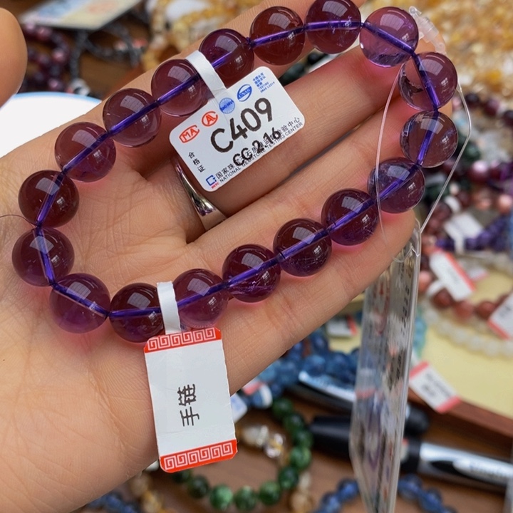 水晶手链未镶嵌紫水 c409。 11mm. 猫猫