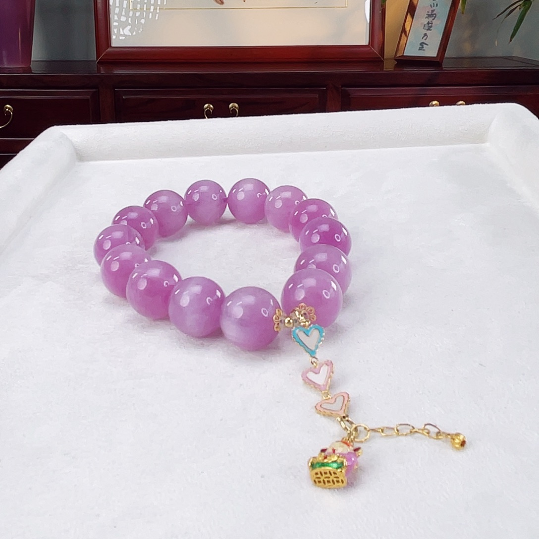 辉石手链18K金镶嵌紫锂辉13.7