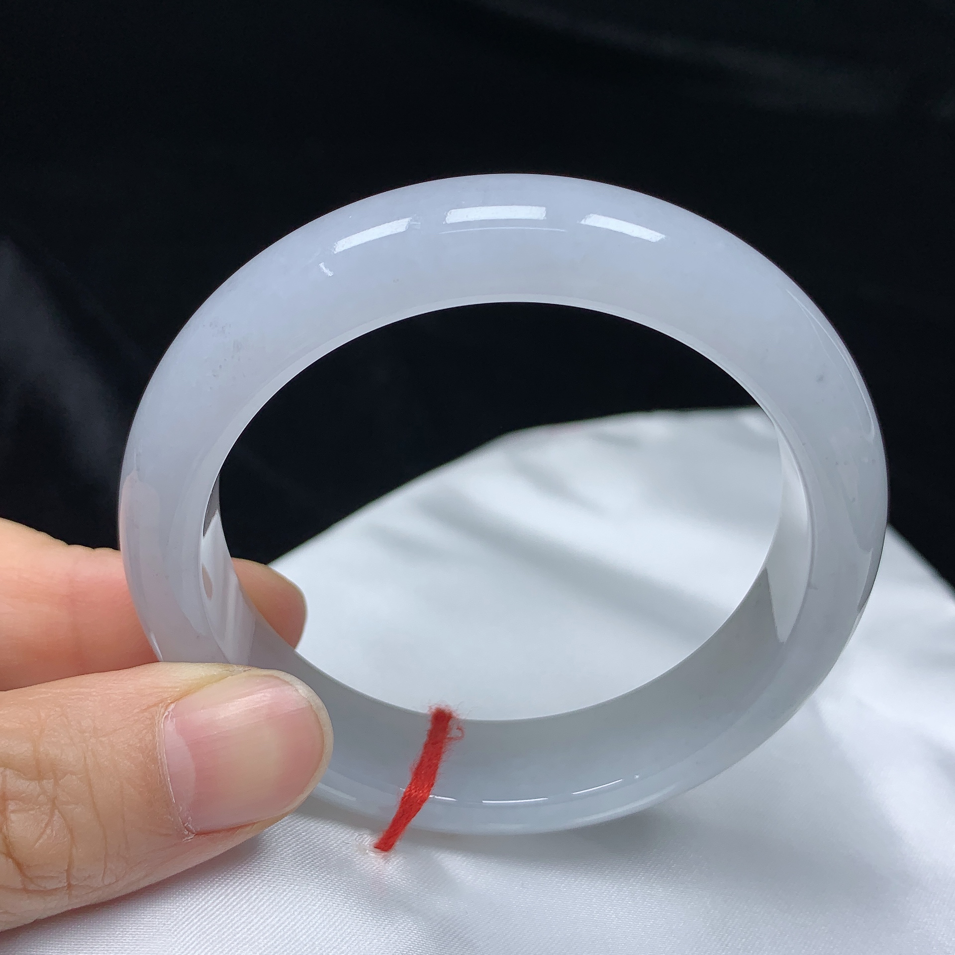 56圈冰润天然翡翠A货正圈手镯少女款时尚百搭平安镯玉镯无纹裂