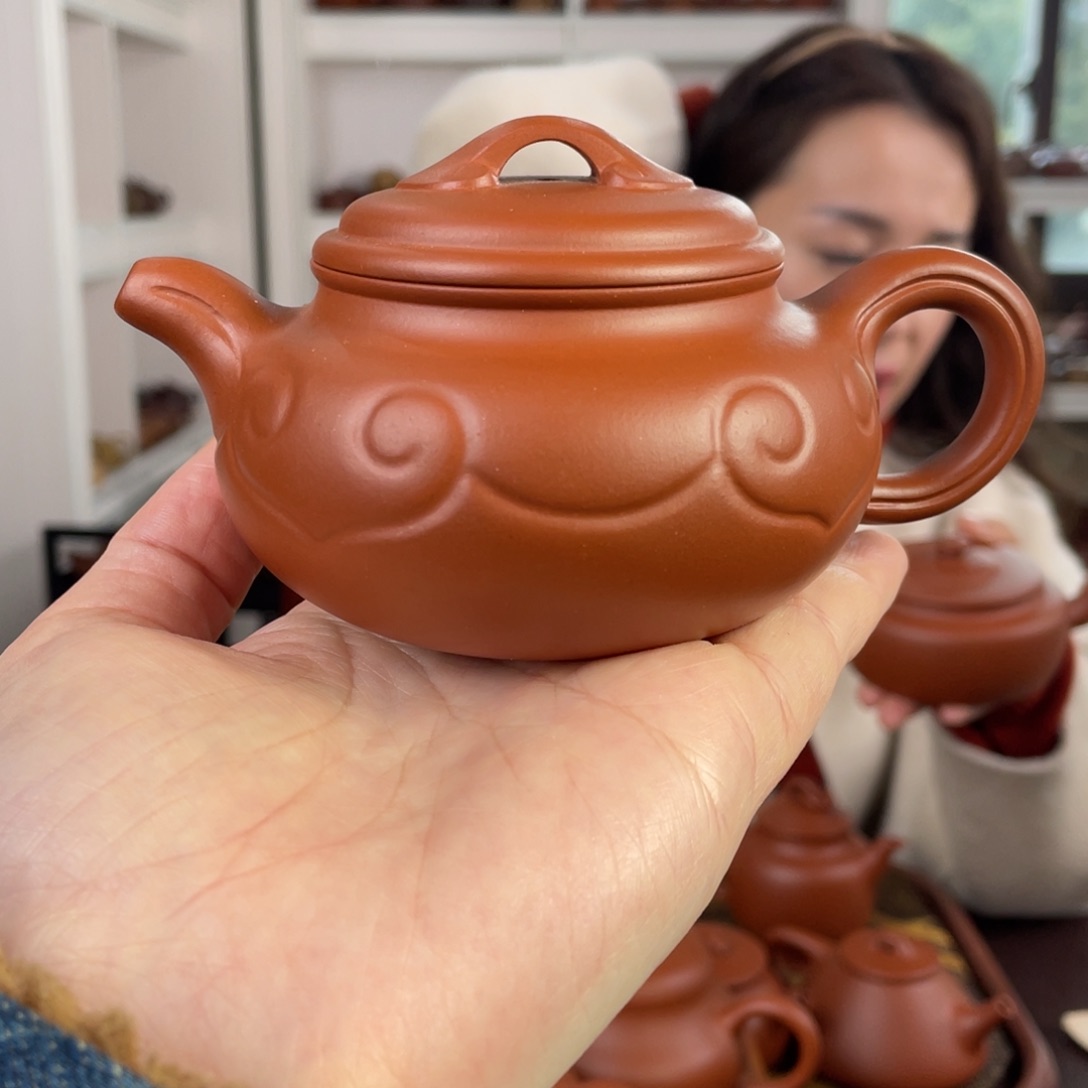 紫砂茶壶朱泥仿古如意200cc