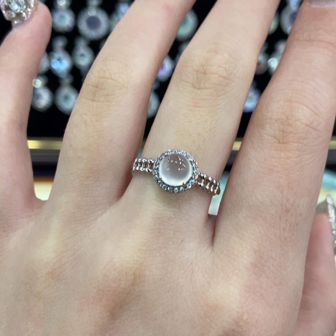 蛇纹石玉银S925镶嵌戒指