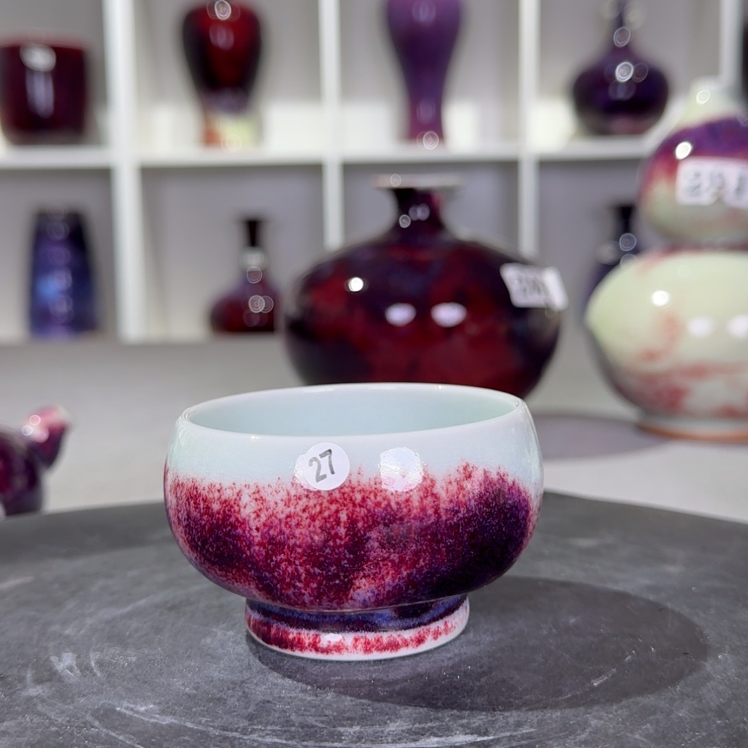 瓷摆件钧窑主人杯纯手工玉石釉