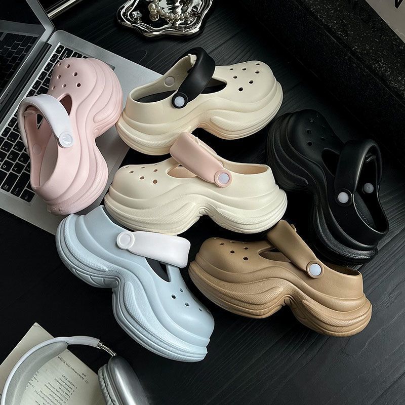 小蛮腰可爱厚底洞洞鞋(微瑕疵款，介意勿拍)