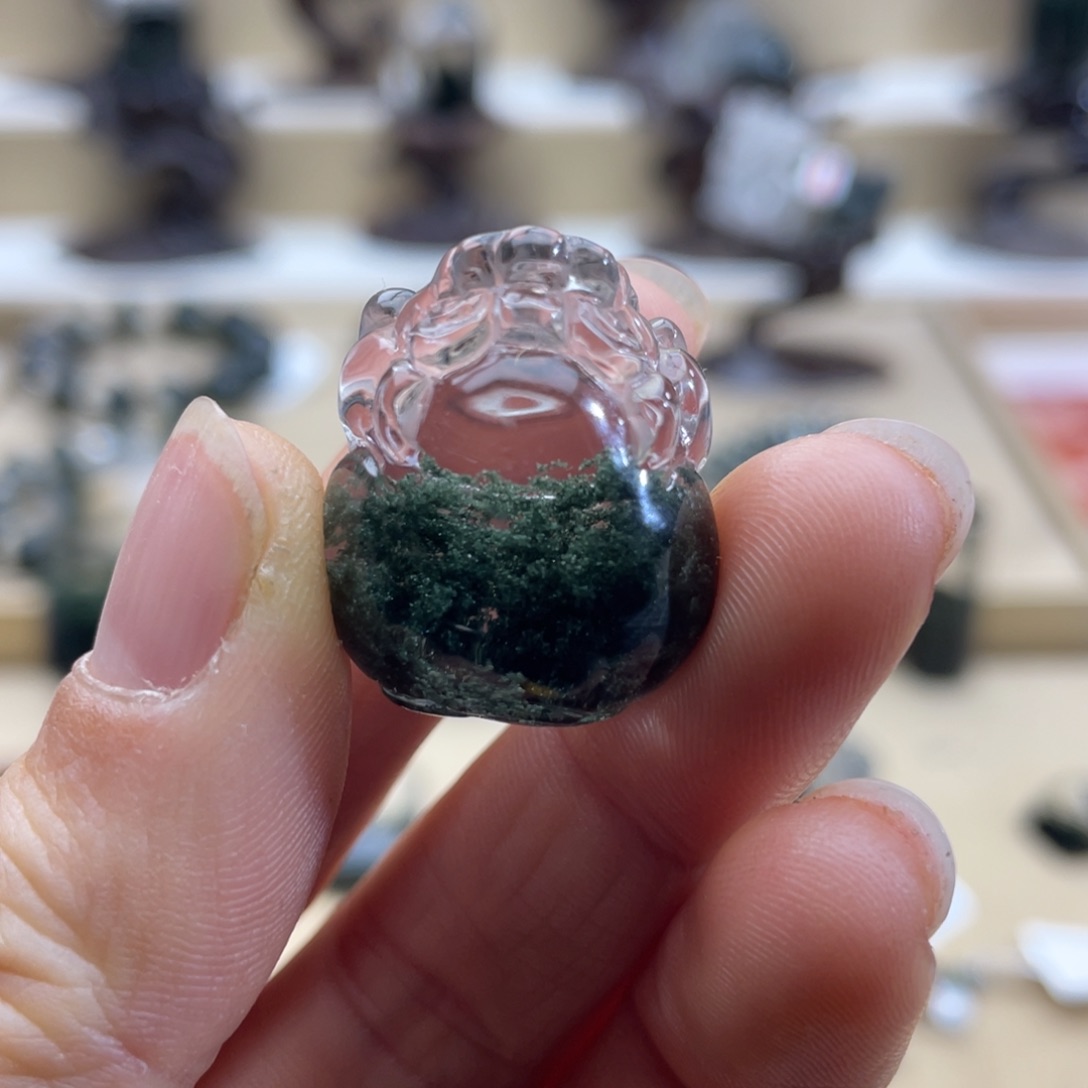 水晶颈饰未镶嵌绿幽灵聚宝盆貔貅