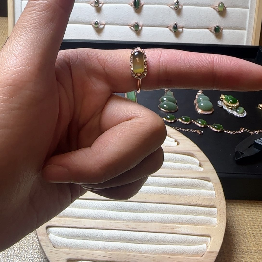和田玉（碧玉）戒指银S925镶嵌
