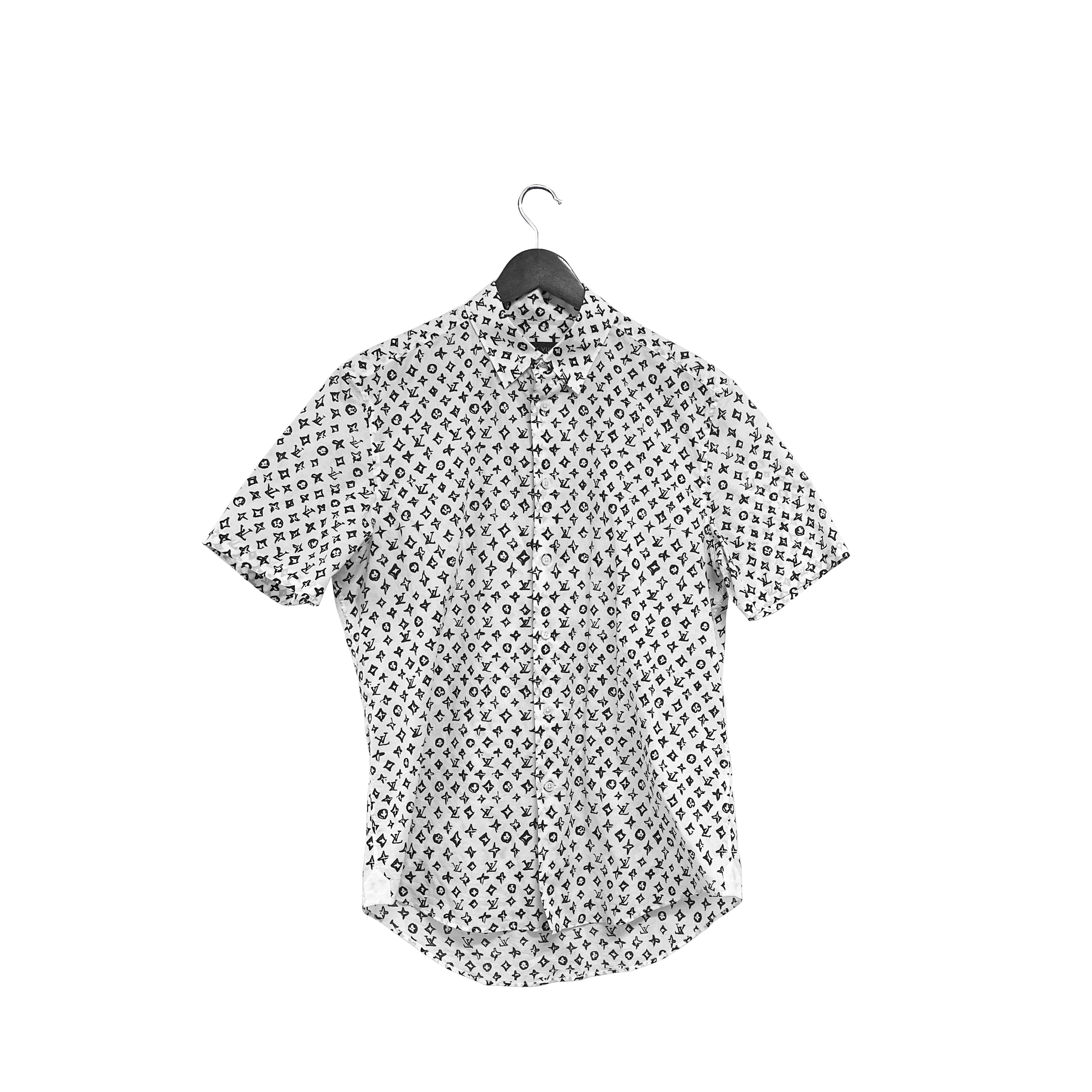 99新 LouisVuitton/路易威登 青奢荟/m码/黑白满印短袖衬衫/70482