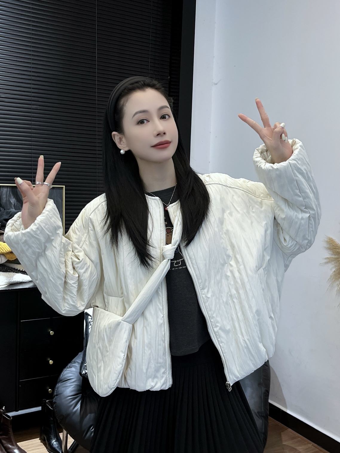 【Si&华严选】肌理感绗线 带小包夹棉秋冬好看棉服花苞圆领外套9023