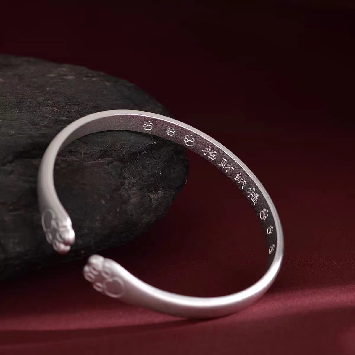 足银手镯 足银猫爪手镯CL058