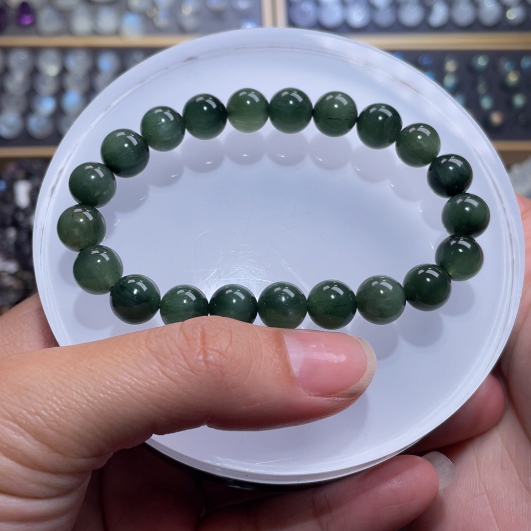 水晶手链未镶嵌绿发晶手链9.2m