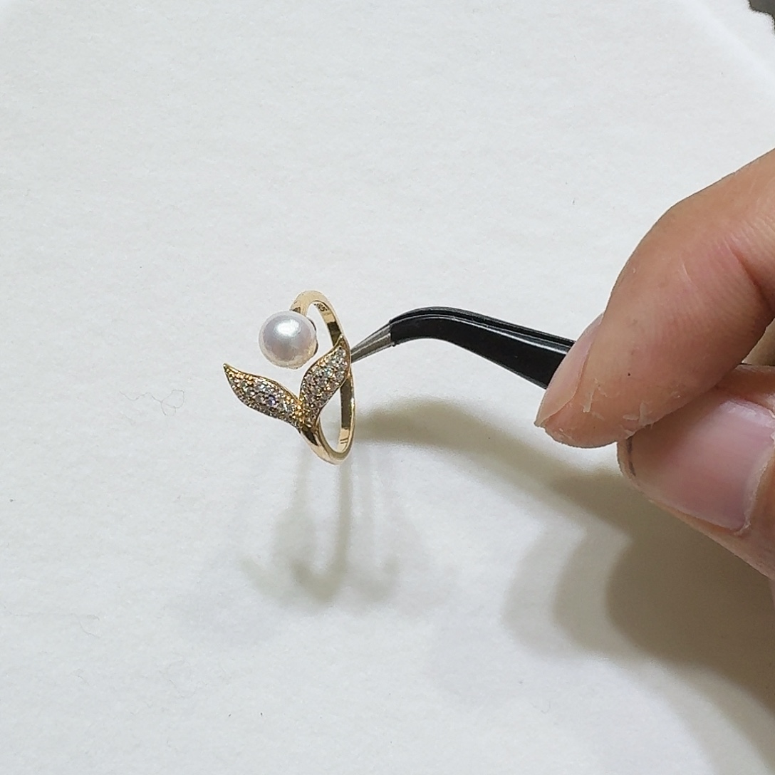 戒指银S925镶嵌淡水珍珠18