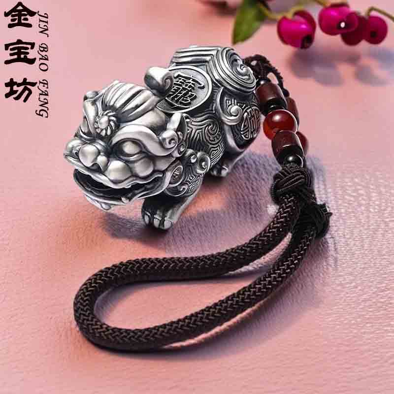 足银银制品 足银999貔貅手把件 手工个性民族风茶宠摆件送礼佳品