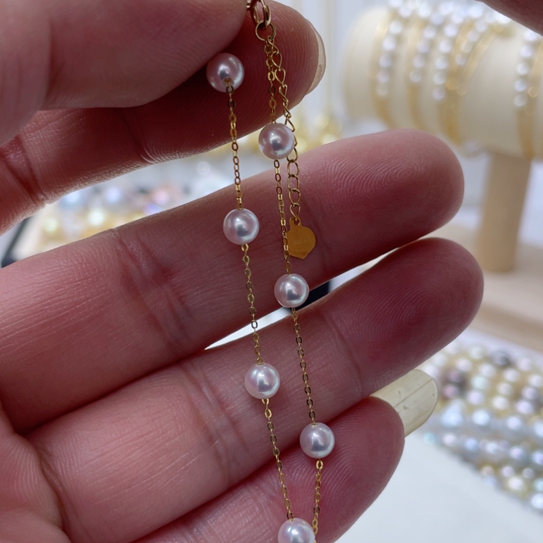 海水珍珠手链18K金镶嵌