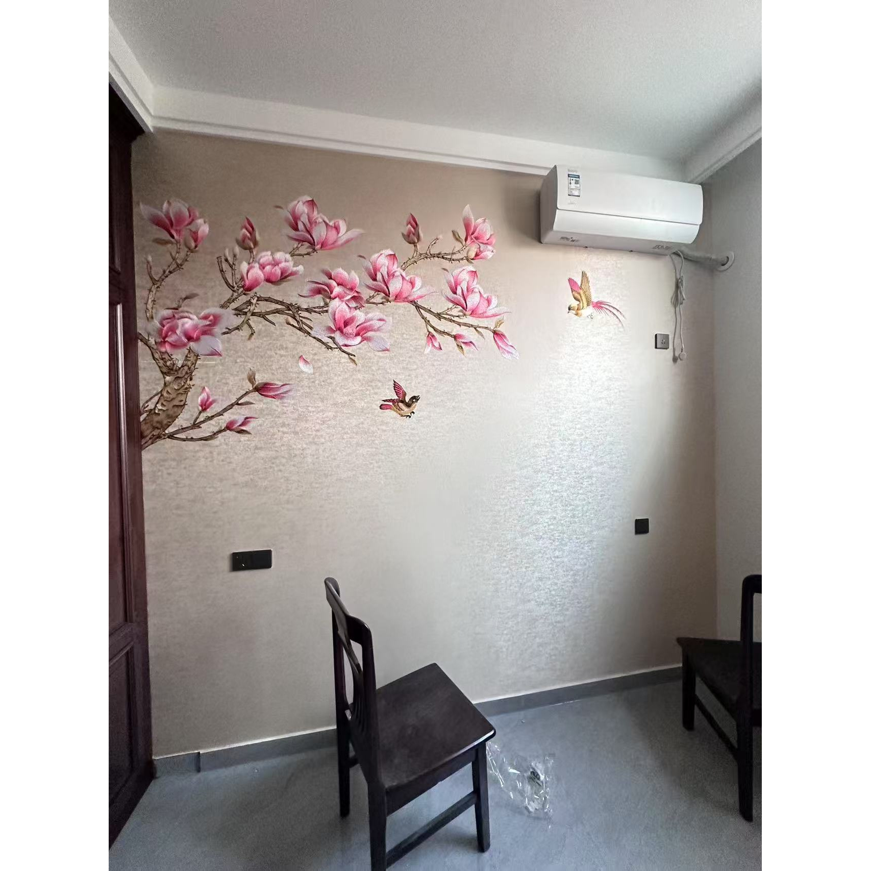新中式刺绣工艺壁画如花似月系列刺绣背景墙布展示尺寸可定制