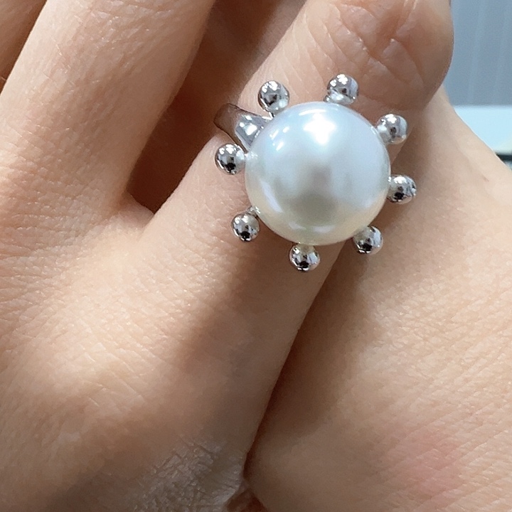 银S925镶嵌戒指海水珍珠