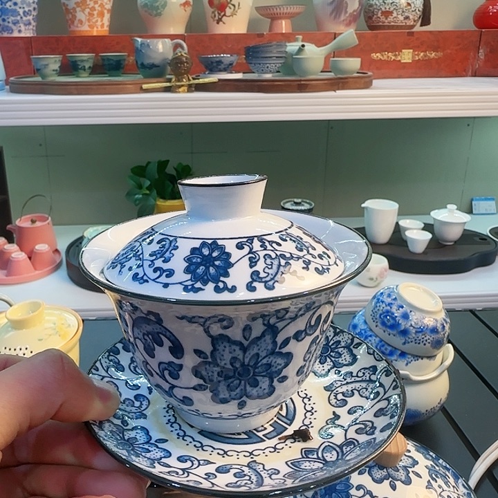 青花瓷器陶瓷茶叶罐 茶具旅行套装