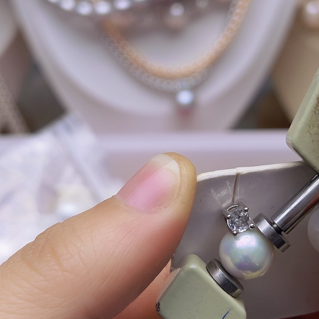 淡水珍珠吊坠或者耳钉银S925镶嵌