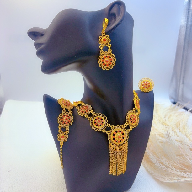 铜合金项链 时尚爆款婚礼套装510-20-3古风金色民族风气质宫廷风