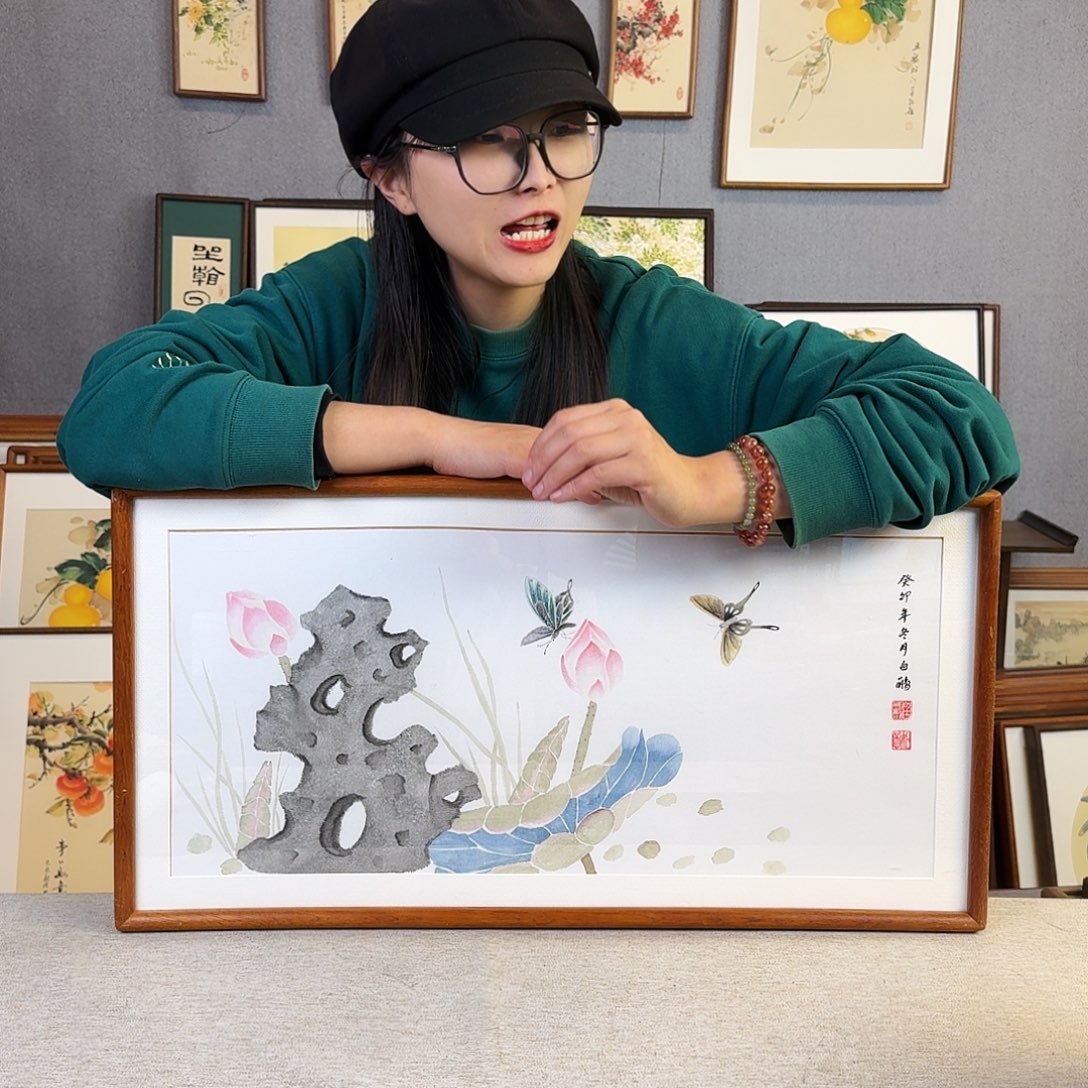 国画手绘带框尺寸： 36*69