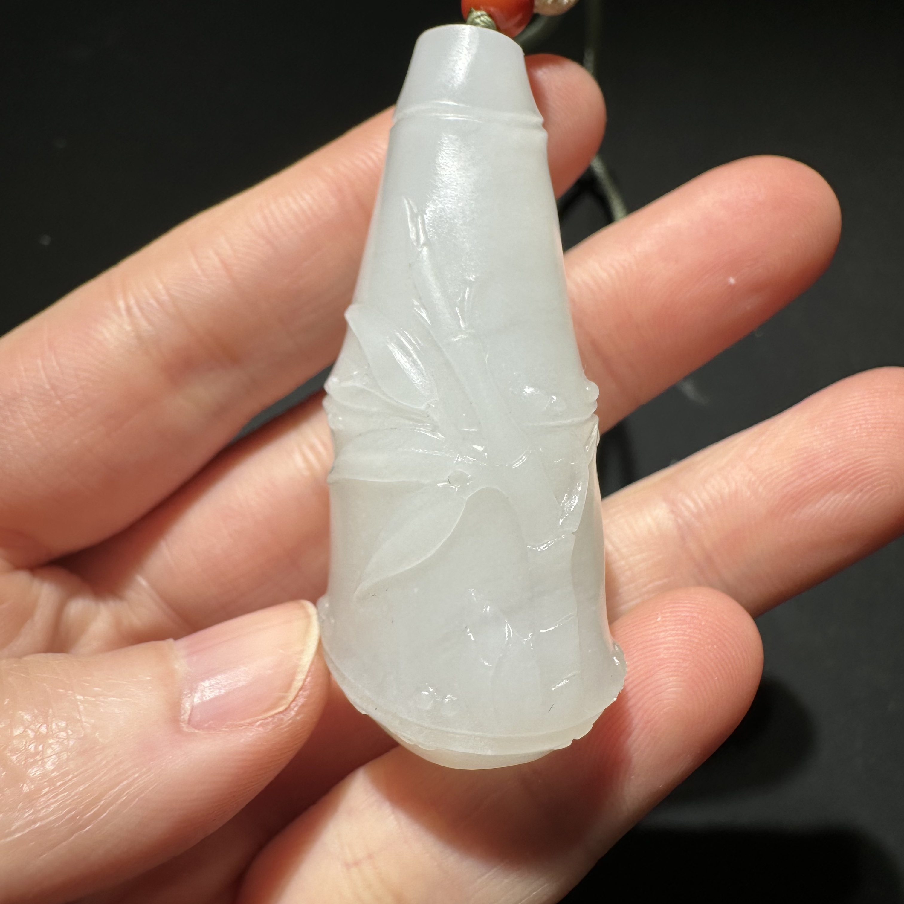 和田白玉竹节型吊坠