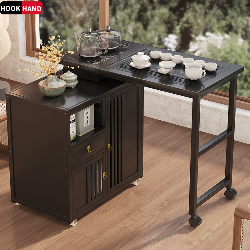 现代简约茶桌组合阳台可移动旋转功夫泡茶一体家用小户型茶几茶台