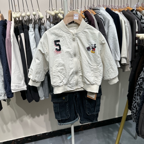 棒球领秋季常规拉链纯色普通外套小童开衫白色休闲风