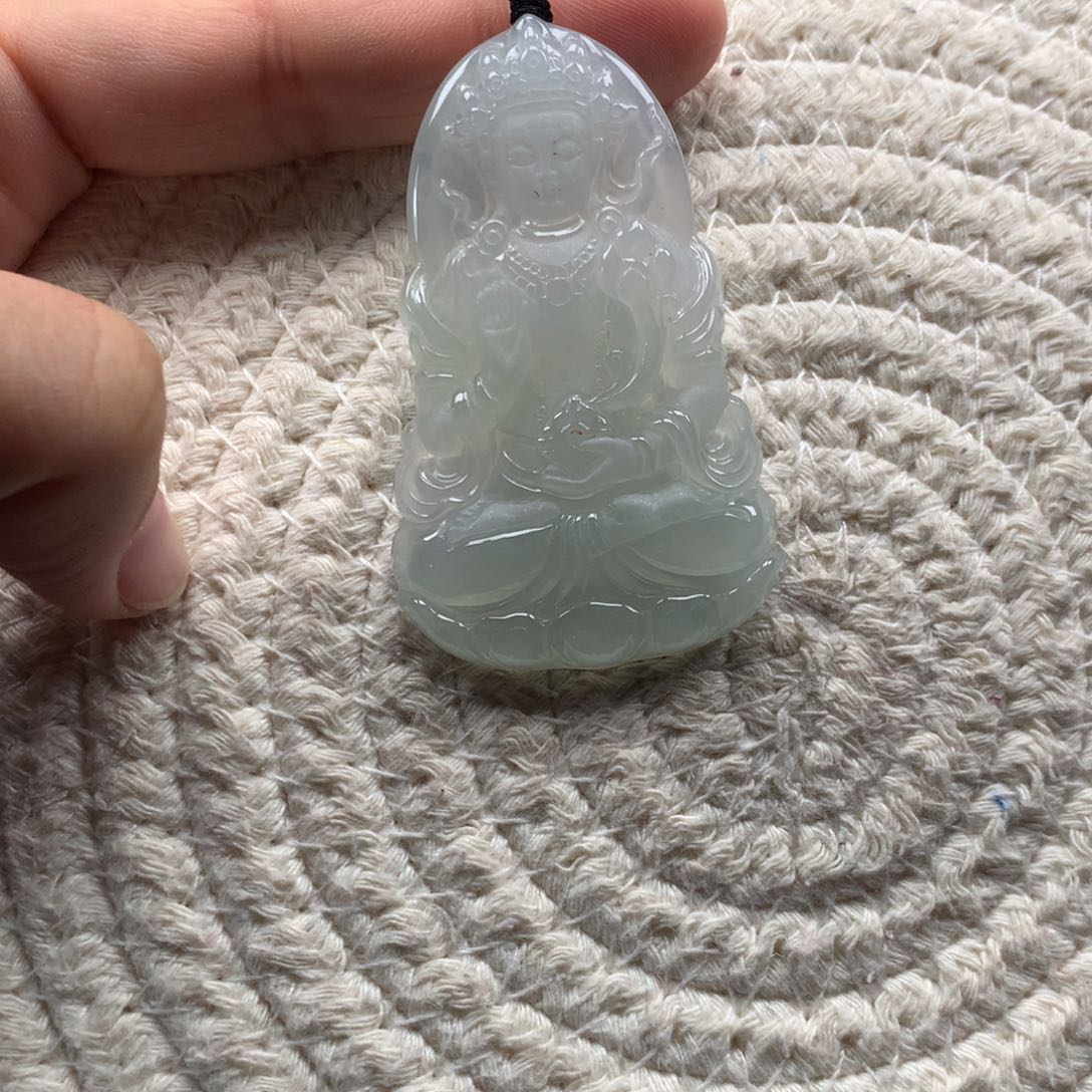 翡翠未镶嵌颈饰天然翡翠度母定金