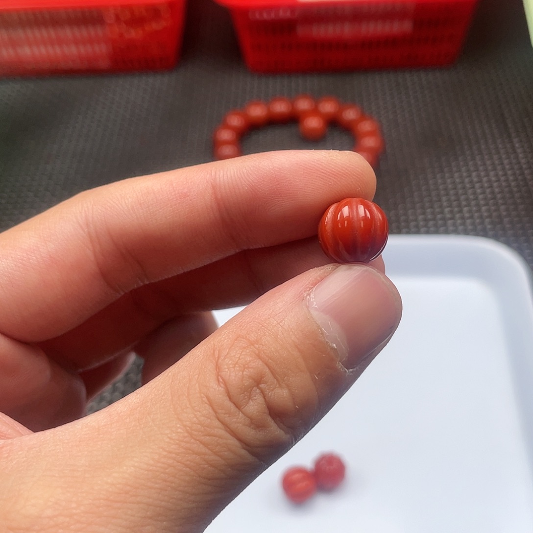 南红玛瑙未镶嵌26号 11*12柿子红瓜珠一颗