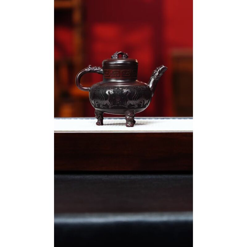 宜兴紫砂 三足炉鼎 铁血红砂 胡鸣凤 h157