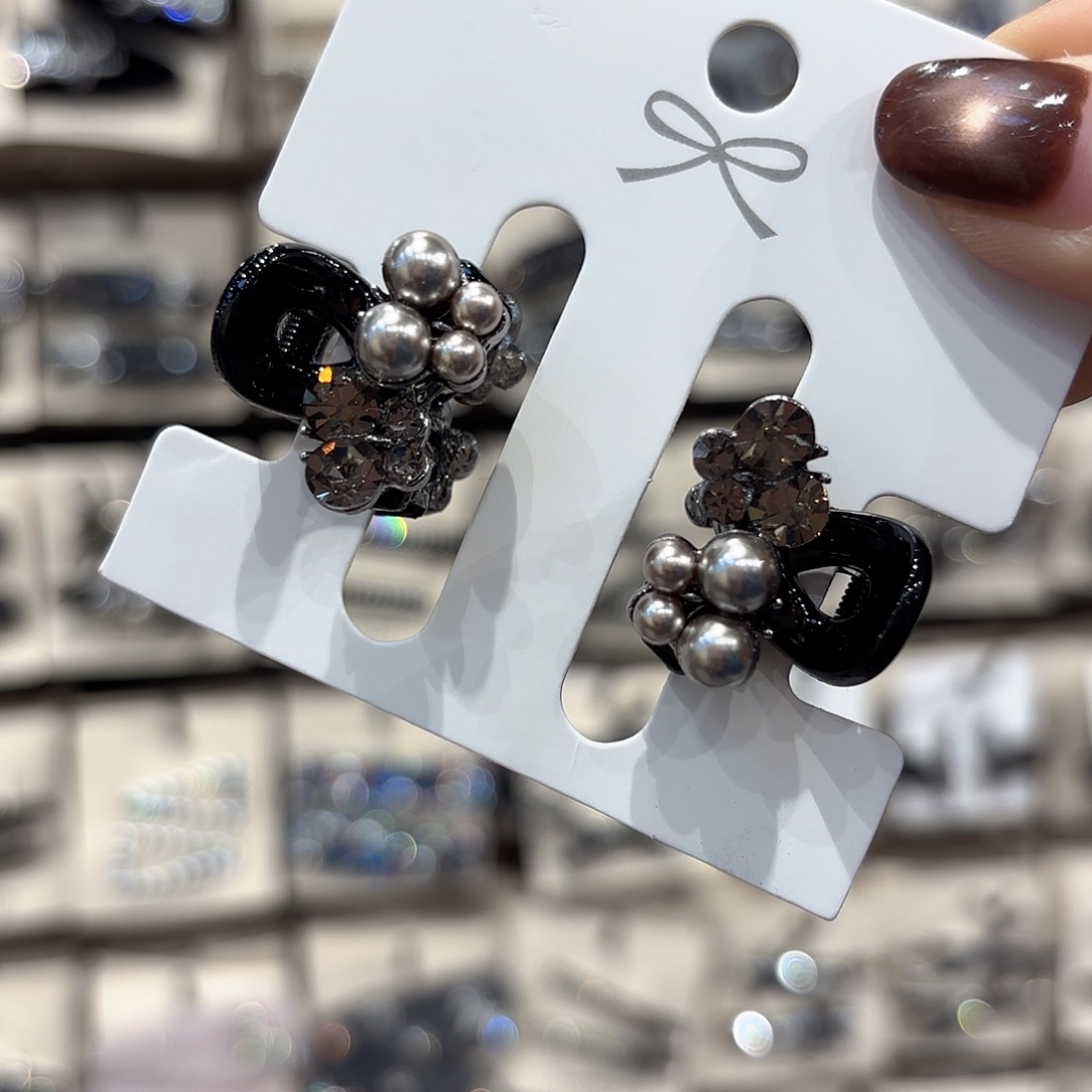 皮质铁合金爆米花刘海夹一对