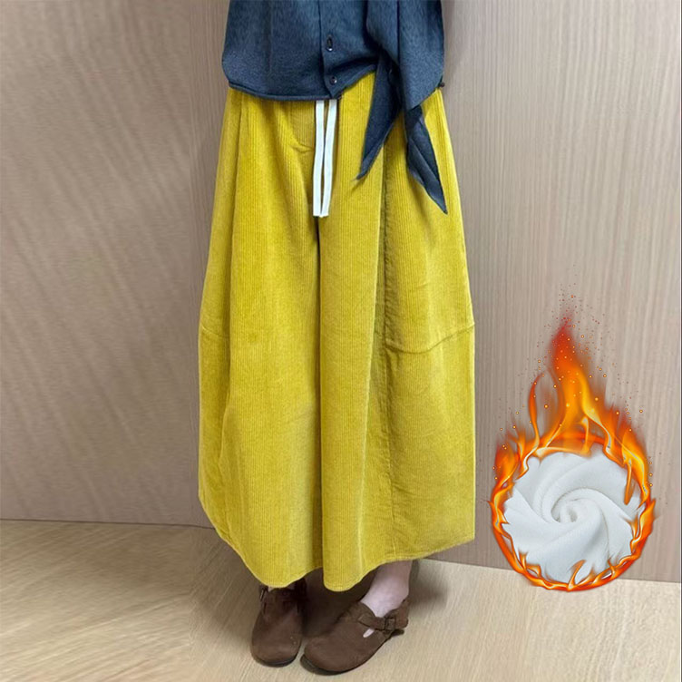 秋冬季直筒阔腿裤女花苞裤灯芯绒八分裤女休闲时尚百搭气质裙裤子