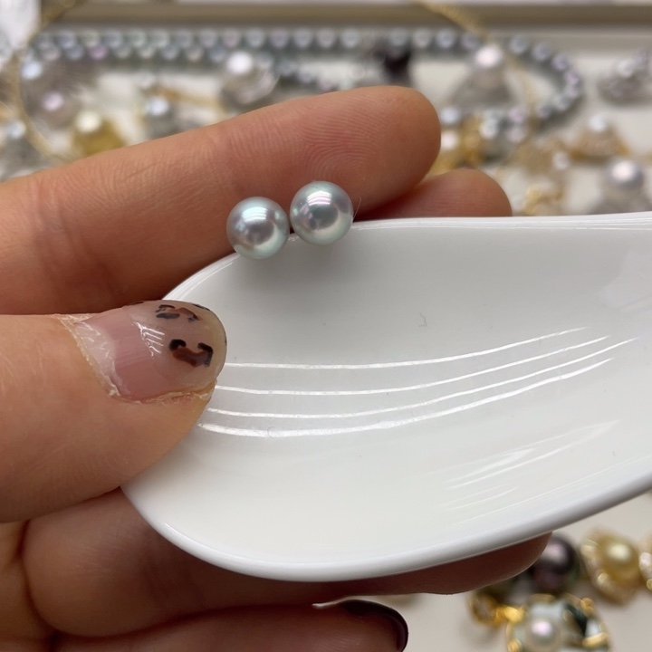 海水珍珠耳饰银S925镶嵌