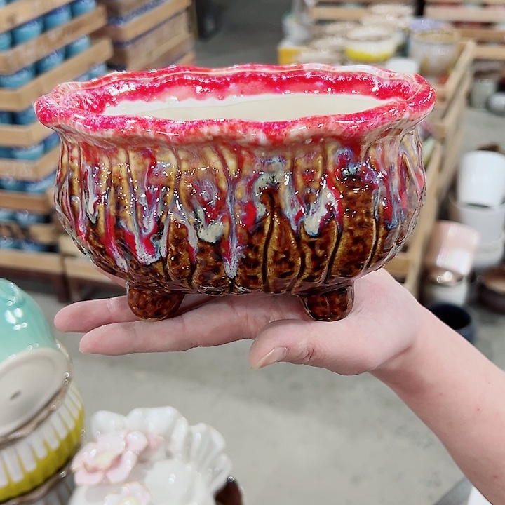 有孔.凑满10元发货多肉陶瓷花盆！