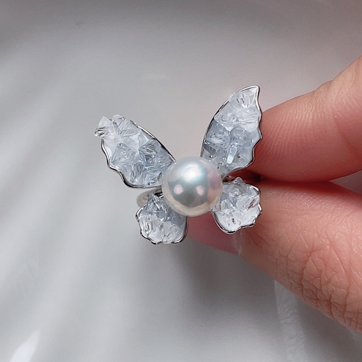 淡水珍珠戒指银S925镶嵌茂*儿