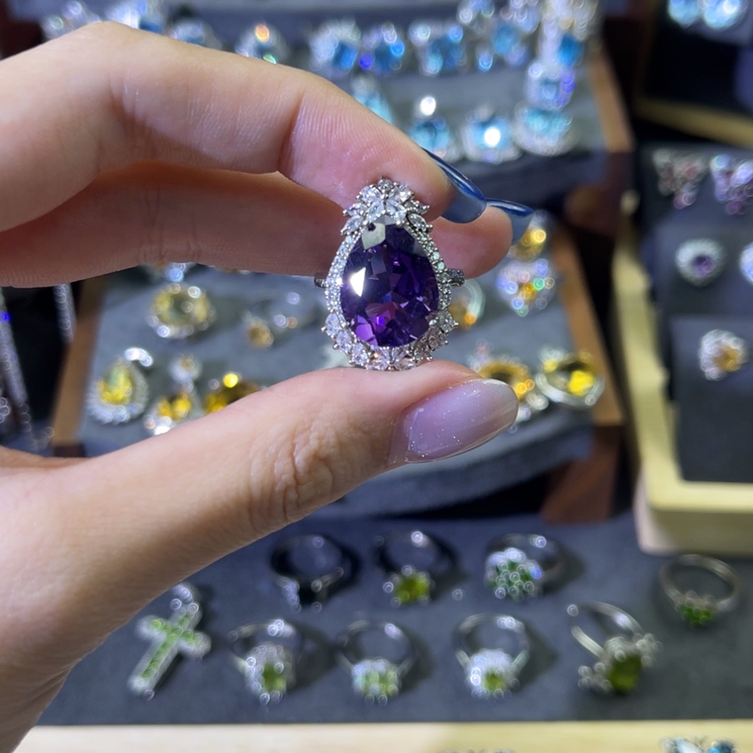 银S925镶嵌戒指烟晶