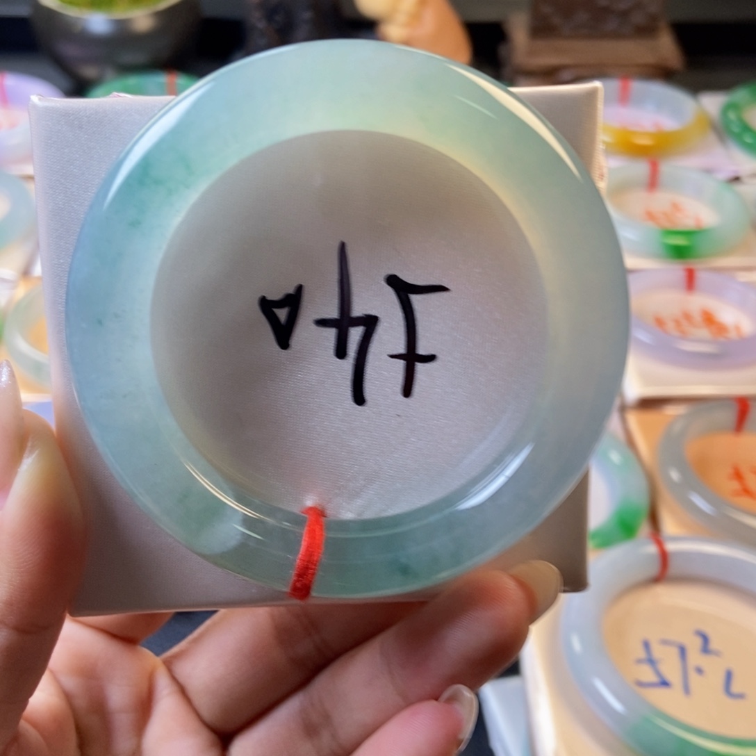 翡翠未镶嵌手镯24冰透圆条